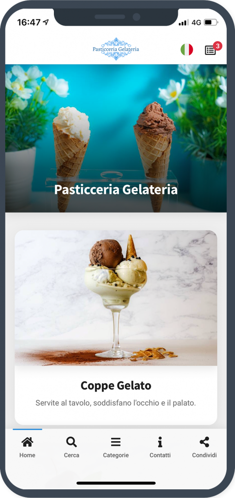 Menu digitale gratuito gelateria / pasticceria