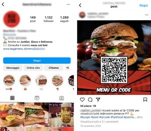 instagram online digital menu